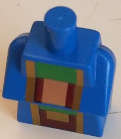LEGO part Torso, Modified Long with Folded Arms with Dark Red, Gold, Green, and Light Nougat Minecraft Wandering Trader Pattern (25767pb006)