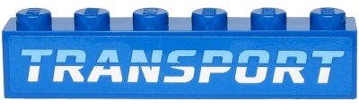 LEGO part Mattone 1 x 6 con Motivo 'TRANSPORT' Blu Medio e Bianco su Sfondo Blu (Adesivo) - Set 60244 (3009pb227)