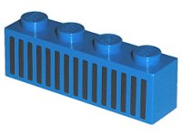 LEGO part Stein 1 x 4 mit schwarzem Gitter mit 15 vertikalen Linien Muster 3010p04