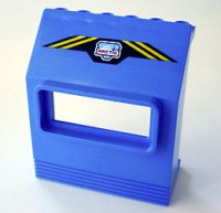 LEGO part Panel 3 x 6 x 6 Inclinado con Ventana con Logotipo Ártico y Patrón Rayas Diagonales Amarillas sobre Fondo Negro (Adhesivo) - Sets 6520 / 6575 30288pb02