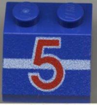 LEGO part Schräge 45 2 x 2 mit Rote Nummer 5 und Weißer Streifen Muster 3039pb009