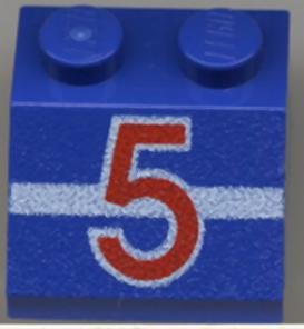 LEGO part Schräge 45 2 x 2 mit Rote Nummer 5 und Weißer Streifen Muster (3039pb009)