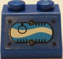 LEGO part Schräge 45 2 x 2 mit Window mit Black Ring in Oval mit Blue und White Swirls Muster Model Left Side (Aufkleber) - Set 70013 (3039pb105L)