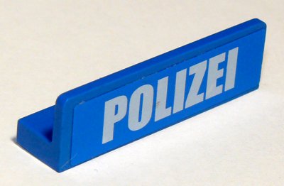 LEGO part Panel 1 x 4 x 1 mit weißem 'POLIZEI' Fettdruck schmale Schriftart Muster (Aufkleber) - Set 7744 (30413pb038)