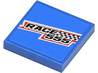 LEGO part Piastrella 2 x 2 con Motivo 'RACE 555' e Bandiera a Scacchi (Adesivo) - Set 8125 (3068pb0445)