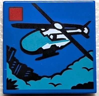 LEGO part Tile 2 x 2 with LEGO City Set 60405 Emergency Rescue Helicopter Box Art Pattern (3068pb2475)