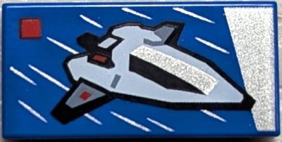 LEGO part Tile 1 x 2 with LEGO City Set 60430 Interstellar Spaceship Box Art Pattern (3069pb1278)