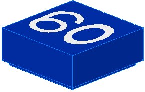 LEGO part Fliese 1 x 1 mit weißem '60' Muster (3070pb003)