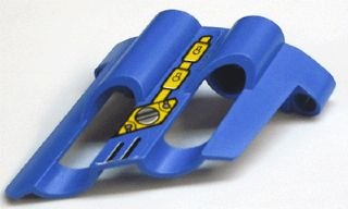 LEGO part Technic, Panel Fairing # 2 Large Short, Large Holes, Side B with Silver and Yellow Mechanical Pattern (Sticker) - Set 8444 (32191pb05)