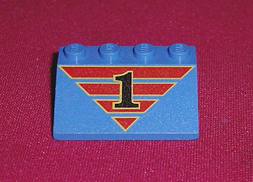 LEGO part Schräge 33 3 x 4 mit Schwarz '1' auf Rotem Streifendreieck Muster (3297px21)