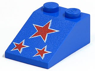 LEGO part Schräge 33 3 x 2 with Red Stars Pattern (3298p21)