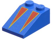 LEGO part Slope 33 3 x 2 with Red Triangles with Yellow Borders Pattern 3298px2