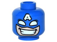 LEGO onderdeel Minifigure, Head Male Mask with Eye Holes White and Letter A on Forehead, Grin with Teeth Pattern (Captain America) 3626pb1530