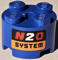LEGO part Brick, Round 2 x 2 with Axle Hole with 'N2O SYSTEM' Pattern (Sticker) - Set 42111 3941pb42