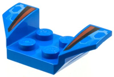 LEGO part Vehicle, Mudguard 2 x 4 with Flared Wings with Black and Red Stripes, White Honeycomb Pattern (41854pb08)