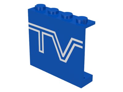 LEGO part Panel 1 x 4 x 3 - Solid Studs with TV Logo Pattern (4215ap09)