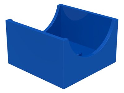 LEGO part Container, Box 4 x 4 x 2 Bottom with Semicircle Cutout Ends (4461)