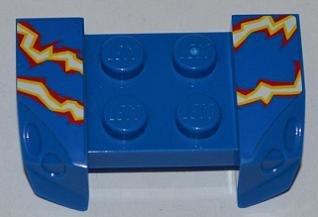 LEGO part Vehicle, Mudguard 2 x 4 with Headlights Overhang with Electric Sparks on Blue Background Pattern on Both Sides (Stickers) - Set 8303 (44674pb15)