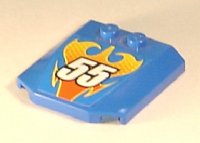 LEGO part Wedge 4 x 4 x 2/3 Triple Curved with Flames and White '55' Pattern (Sticker) - Set 8668 45677pb020