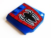 LEGO part Wedge 4 x 4 x 2/3 Triple Curved with Web and Black Spider Pattern 45677pb074