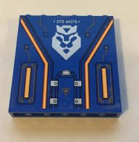 LEGO part Panel 1 x 6 x 5 with Silver '375-6075', Nexo Knights Emblem and Orange Circuitry Pattern (Sticker) - Set 70317 59349pb155