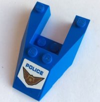 LEGO part Wedge 6 x 4 Cutout with Stud Notches with Blue 'POLICE' and Badge Pattern (Sticker) - Set 60208 6153bpb12