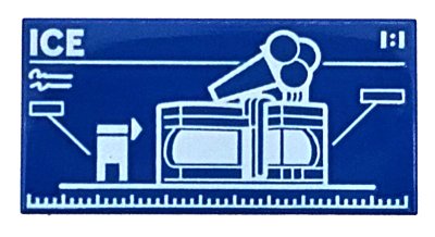 LEGO part Tile 2 x 4 with White '1:1', 'ICE', Ruler, and Set 60363 Ice-Cream Shop Blueprint Pattern (87079pb1435)