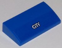 LEGO part Slope, Curved 2 x 4 x 2/3 with Bottom Tubes with Black and White 'CiTY' on Blue Background Pattern (Sticker) - Set 60117 88930pb059
