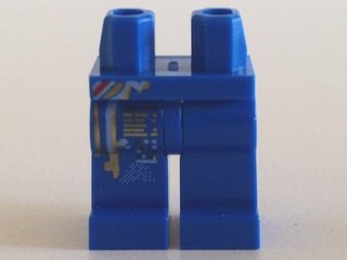 LEGO part Hips and Legs with White and Gold Markings Pattern (970c00pb0310)