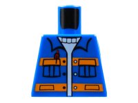 LEGO part Torso City Jacket with Pockets & Pen over Sweater, Orange Stripes Pattern 973pb0551