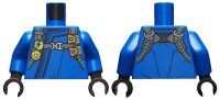 LEGO part Torso Ninjago Robe with Dark Blue Hem and Dark Bluish Gray Harness Pattern / Blue Arms / Black Hands 973pb3614c01