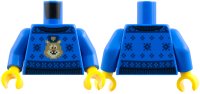 LEGO part Torso Knit Fair Isle Holiday Sweater with Teddy Bear, Dark Blue Snowflakes and Black Collar Pattern / Blue Arms / Yellow Hands 973pb4042c01