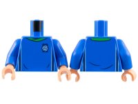 LEGO part Torso Soccer Uniform, Bright Green Collar, White and Dark Blue Side Stripes, Soccer Ball on Brick Logo Pattern / Blue Arms / Nougat Hands 973pb4962c02
