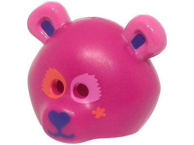 LEGO part Minifigure, Headgear Mask Bear Rounded with Coral and Dark Pink Eye Patches, Dark Purple Auricles, Nose, and Mouth, Star Pattern (BAM) (15506pb04)