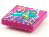 LEGO part Platte 2 x 2 mit BeatBit Album Cover - Drachen-Monster zerstört Stadt Muster 3068pb1550