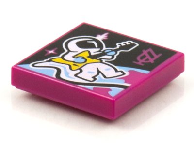 LEGO part Tile 2 x 2 with BeatBit Album Cover - Astronaut Playing Guitar Pattern (3068pb1584)