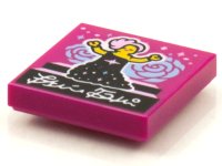 LEGO onderdeel Tegel 2 x 2 met BeatBit Album Cover - Singer with Pink Hair in Black Dress Patroon 3068pb1601