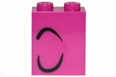 LEGO part Stein 1 x 2 x 2 mit innerer Stifthalterung mit 2 gekrümmten schwarzen Linien links-Muster (Königin Watevra Wa'Nabi Augenbraue und geschlossenes Auge) (3245cpb091)