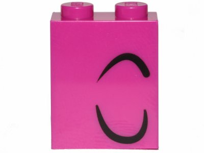 LEGO part Stein 1 x 2 x 2 mit innerer Stifthalterung mit 2 gekrümmten schwarzen Linien rechts-Muster (Königin Watevra Wa'Nabi Augenbraue und geschlossenes Auge) (3245cpb092)
