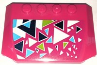 LEGO part Wedge 4 x 6 x 2/3 Triple Curved with Black, Lime, Medium Azure and White Triangles Pattern (Sticker) - Set 41319 52031pb165