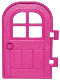LEGO part Door 1 x 4 x 6 Curved Top with Window with 4 Panes and Stud Handle, Reinforced Edge 5257