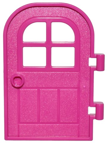 LEGO onderdeel Door 1 x 4 x 6 Curved Top with Window with 4 Panes and Stud Handle, Reinforced Edge (5257)