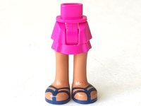 LEGO onderdeel Mini Doll Hips and Skirt Layered, Medium Nougat Legs and Dark Blue Sandals with Double Straps Pattern - Thick Hinge 92250c00pb17