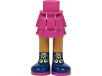 LEGO part Mini Doll Hips and Skirt Layered, Medium Nougat Legs and Dark Blue Boots with Magenta Soles and Gold Filigree Pattern - Thick Hinge 92250c00pb27