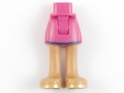 LEGO part Mini Doll Hips and Skirt, Dark Blue Hem, Medium Nougat Legs and Gold Sandals Pattern - Thick Hinge (92252c00pb037)