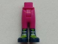 LEGO part Mini Doll Hips and Trousers with Back Pockets with Dark Blue Boots with Lime Tongues and White Straps Pattern - Thick Hinge 92253c00pb20