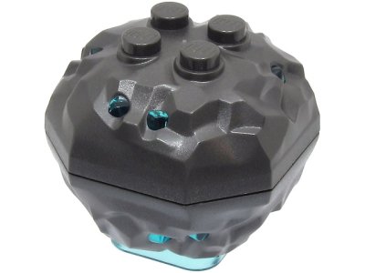 LEGO part Rock 4 x 4 Octagonal Boulder with Molded Trans-Light Blue Crystals Pattern (88644pb01 / 87398pb01) (88644c01pb01)