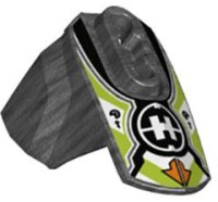 LEGO part Hero Factory Armor with Ball Joint Socket - Size 4 with Orange Arrows, Lime and White Chevrons, and Hero Factory Logo Pattern 90640pb006
