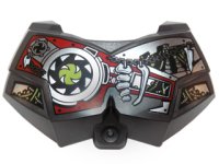 LEGO part Large Figure Chest Armor Small with White Bones, Lime Wires, Pearl Dark Gray Chain and Silver Blades on Red and Silver Armor Plating Pattern 98603pb019