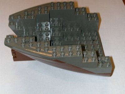 LEGO onderdeel Boat, Hull Small Stern 14 x 12 x 5 1/3 with Dark Gray Top (6052 / 6053) (6052c05)